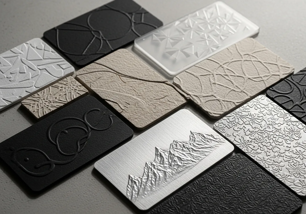 Embossed business cards with raised texture